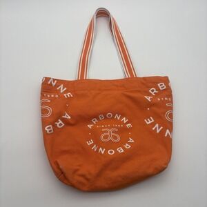 Arbonne Tote Bag Womens Medium Orange Canvas Logo Shoulder Shopper Beach
